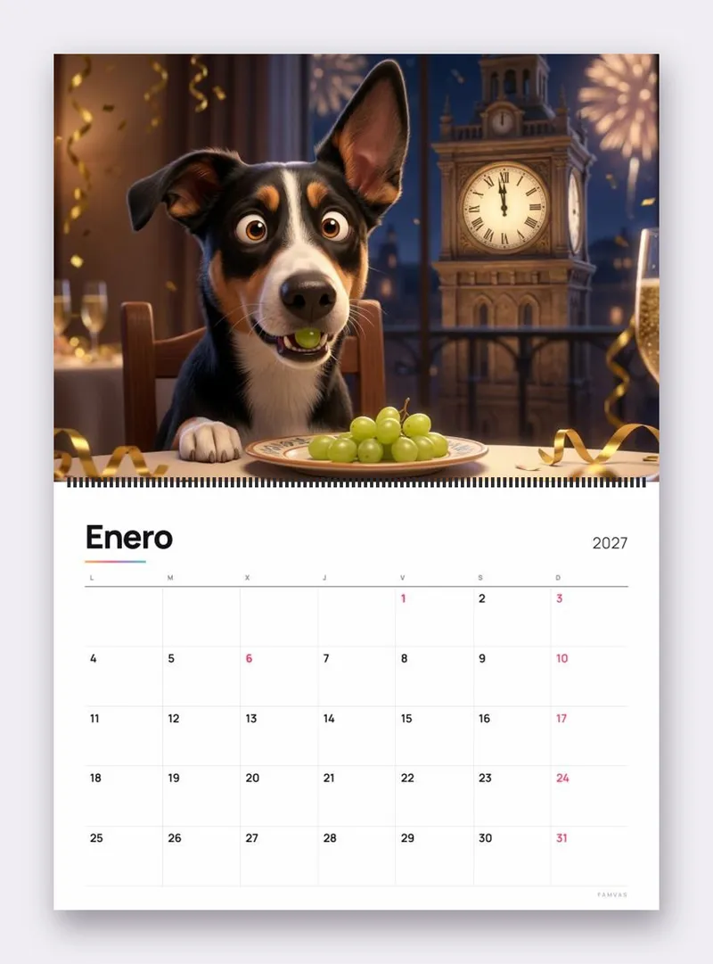 Enero: Toby con las uvas